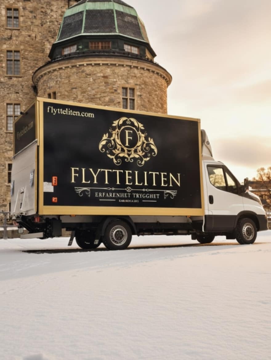 Flytteliten lastbil vid Örebro slott